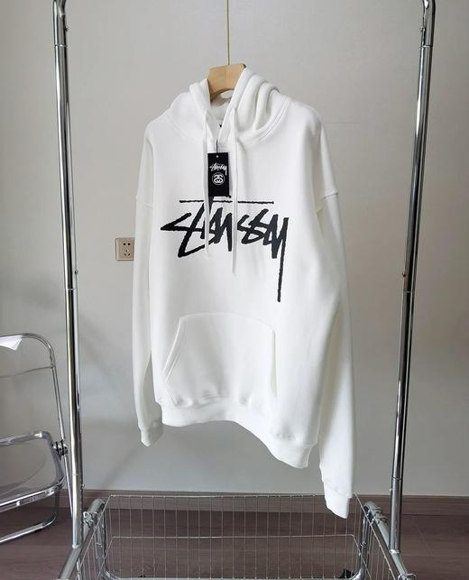 Stu*sy斯图覀 重工大印花情侣款加绒字母连帽卫衣 商品图5