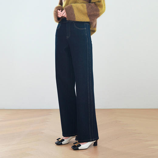 火桐hooton 高货牛仔 经典单宁四面弹牛仔法棍裤88008 商品图5