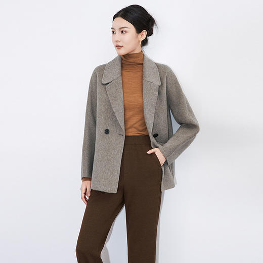 【高货wl】全新升级【铂金会员514/天猫699/差价185】(05108) 洛诗琳秋冬高级感双面呢休闲宽松长袖翻领短款毛呢外套 商品图0