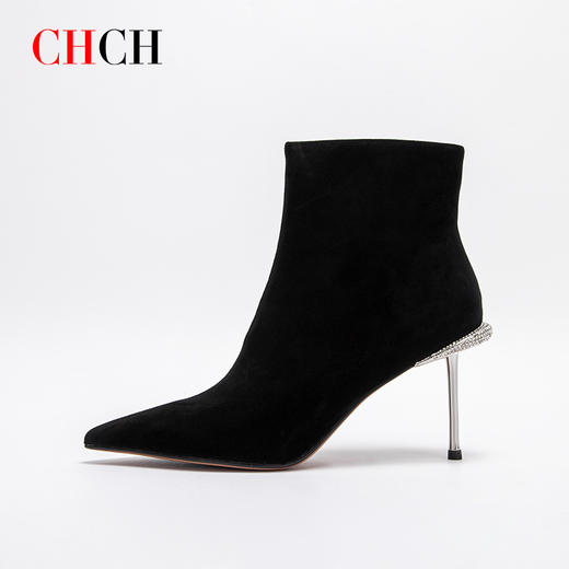 2024秋冬新品CHCH平衡鞋专柜同款羊京绒面皮侧拉链时尚短靴女靴CO2B6071 商品图0