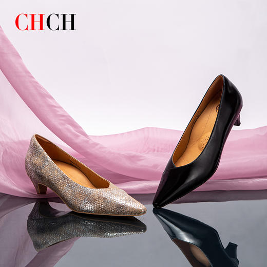 2024秋冬新品韩版羊皮浅口低跟尖头通勤女式单鞋CO2B5031 商品图4