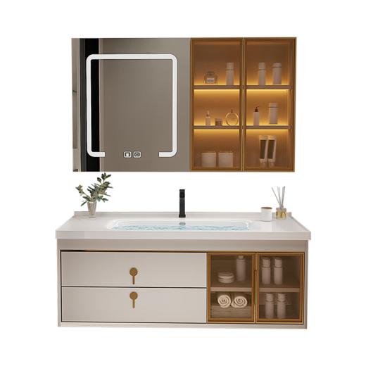 蒙娜丽莎 MONALISA实木浴室柜 智能镜灯带除雾 80-120尺寸 轻奢简约1106 智能款 81cm    61/71/81/91/121 商品图6