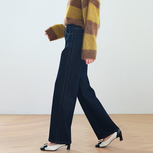 火桐hooton 高货牛仔 经典单宁四面弹牛仔法棍裤88008 商品图2