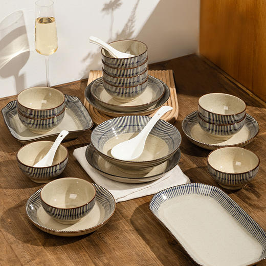 摩登主妇蓝雨碗碟乔迁餐具陶瓷套装陶瓷碗具家用2024新款高颜值汤面碗 商品图0