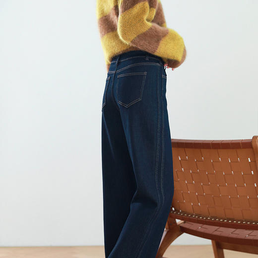 火桐hooton 高货牛仔 经典单宁四面弹牛仔法棍裤88008 商品图6