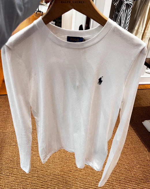 1124-1 基础跑量 小马刺绣 软糯长绒棉 圆领长袖T恤 打底外穿  万金油单品 商品图2