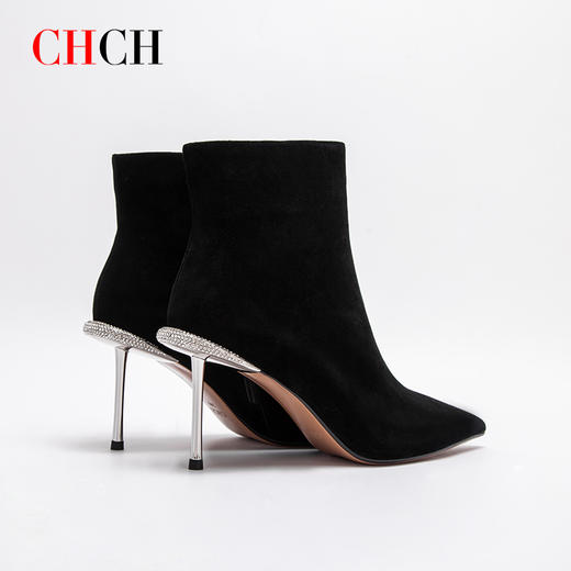 2024秋冬新品CHCH平衡鞋专柜同款羊京绒面皮侧拉链时尚短靴女靴CO2B6071 商品图4