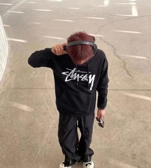 Stu*sy斯图覀 重工大印花情侣款加绒字母连帽卫衣 商品图3