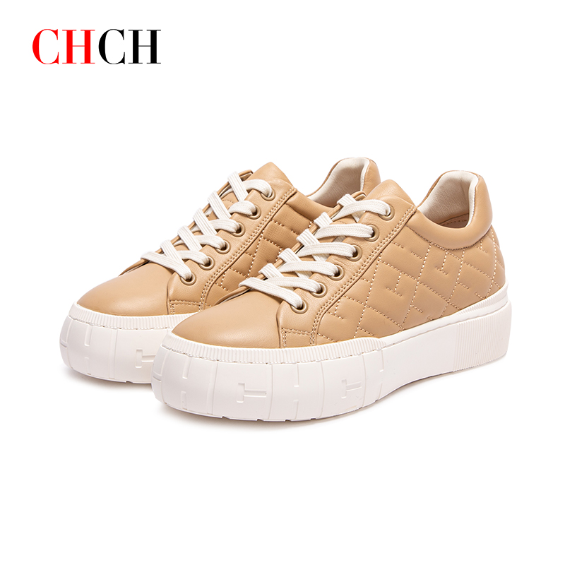 2024秋冬新品专柜同款厚底小白鞋羊皮舒适休闲运动女鞋【断码秒杀】