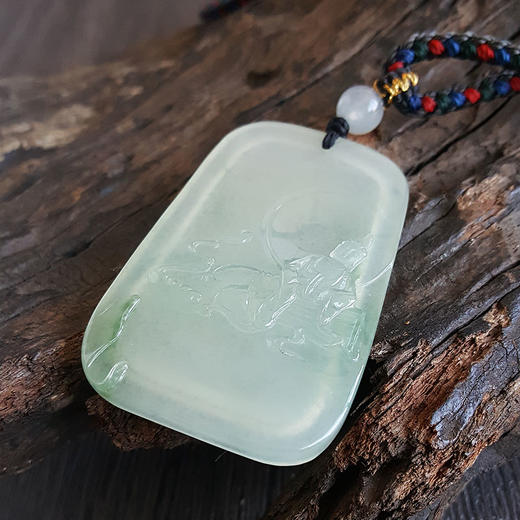 【天然正品】A货翡翠天然收藏级冰种湖水绿飘花观音造型翡翠（平安、吉祥）吊坠项链59.4*38.2*7.0MM中性款现售价：16800！021124XY03 商品图4