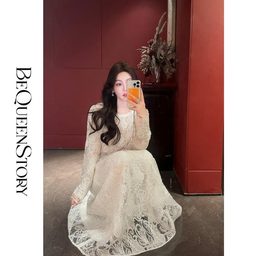 余潇潇红人上新【镜中花舞】羊毛羊驼混纺微A圆领上衣&弹力腰头半裙 商品图4