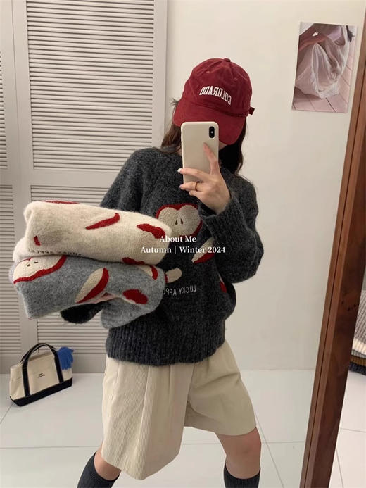 韩版苹果毛巾绣羊驼毛衣 商品图0