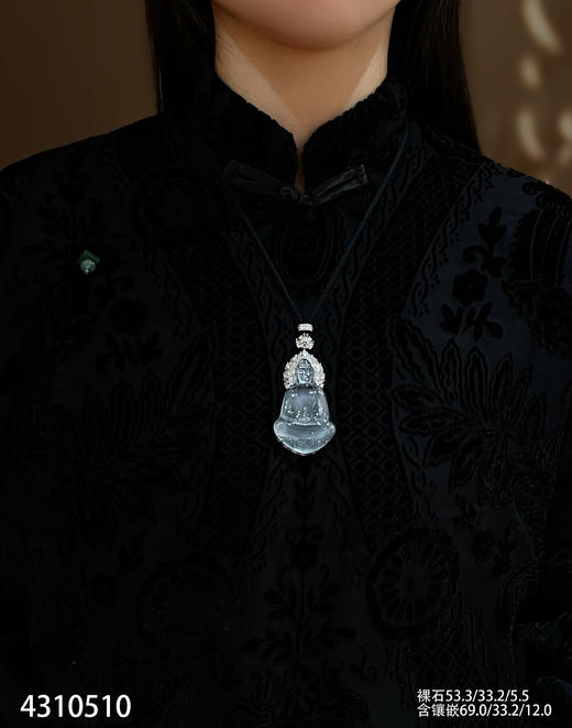 加龙大师作品🌟玻璃种飘花观音吊坠【4310510】具体价格微信咨询 商品图4