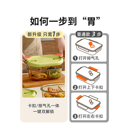 摩登主妇饭盒微波炉加热专用高硼硅玻璃食品级冰箱带饭密封保鲜盒 商品图2
