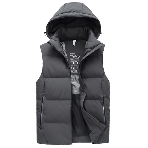 【可拆卸帽】【新款DWN】大依优型大码连帽羽绒马甲男士马夹加肥加大码坎肩加厚加绒保暖上衣 商品图3