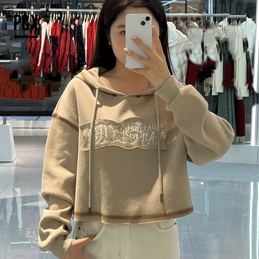 P&X设计师女装春秋季长袖连帽宽松百搭短款卫衣 824317398 绿色 商品图0