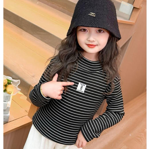 【37.9到手2件】儿童复古条纹长袖丨A类加绒加厚 休闲立领 锁温保暖 商品图1