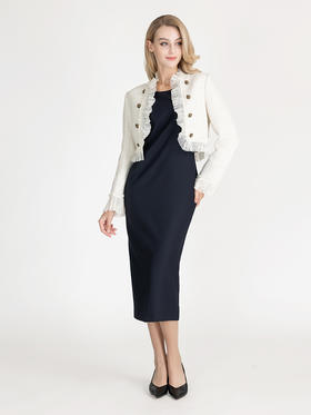 LIZZY 早秋简约优雅气质修身显瘦撞色拼接无袖包裙连衣裙8012