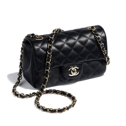 CHANEL香奈儿 Classic Flap CF 菱格金扣链条肩带 大mini 羊皮｜荔枝纹牛皮 口盖包单肩斜挎包 迷你 女款 黑色（HH） 商品图2