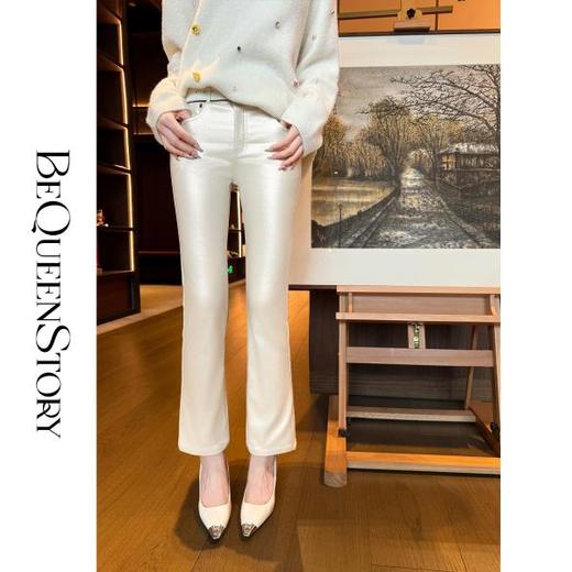 余潇潇红人上新【国民腿精】百搭贴肤舒适弹性细闪环保薄绒皮裤秋冬 商品图4