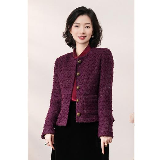 西子/肌理感拉毛花纱桔梗紫法式厢型小香风外套/WTHC001 商品图1