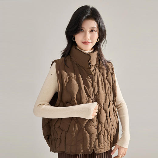 【高货sh】全新升级【铂金会员284/天猫379/差价95】(04217) 洛诗琳2024秋冬新款立领加厚宽松气质保暖羽绒服马甲背心 商品图3