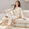 自然醒花辰针织棉睡衣女春秋季长袖休闲宽松大码秋冬可外穿家居服套装QH 商品缩略图4