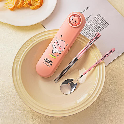 摩登主妇筷子勺子套装一人用便携餐具收纳盒学生上班不锈钢两件套 商品图0