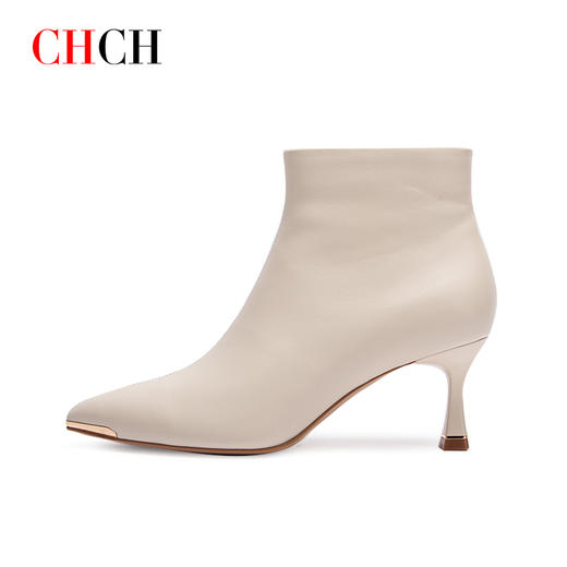 CHCH平衡鞋2024秋冬新品细跟羊皮时装靴时尚侧拉链休闲女靴CO2B6101 商品图3