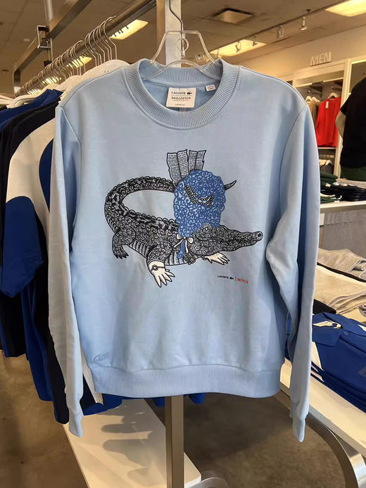 Lacoste/法国鳄鱼 女士宽松圆领鳄鱼印花纯棉长袖卫衣 SF7564 商品图1