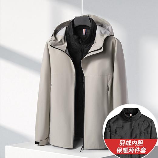 【可拆卸羽绒内胆】【新款DK】大依优型大码三合一鸭绒羽绒服内胆可拆卸帽冲锋衣外套男宽松加肥加大码上衣夹克户外衣两件套 商品图1