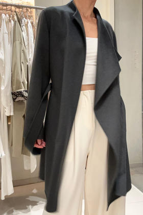 Puree｜#0518 纯羊绒不对称设计大衣 [米 / 褐 / 藏青 / 酒红]