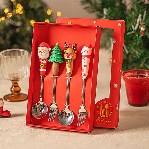 摩登主妇圣诞节礼物礼盒304不锈钢叉勺套装家用高档高颜值甜品勺 商品图3