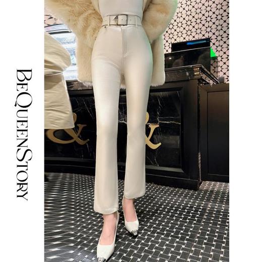 余潇潇红人上新【国民腿精】百搭贴肤舒适弹性细闪环保薄绒皮裤秋冬 商品图0