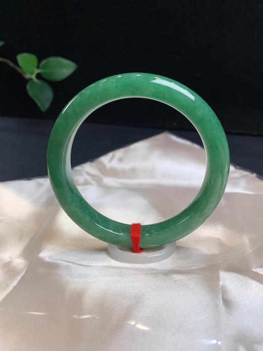 611531，53 浓绿底满色手镯，9-8mm，满圈带浓绿底，干净秀气 商品图1