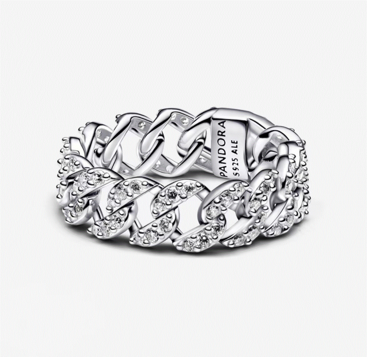 潘多拉密镶古巴链戒指