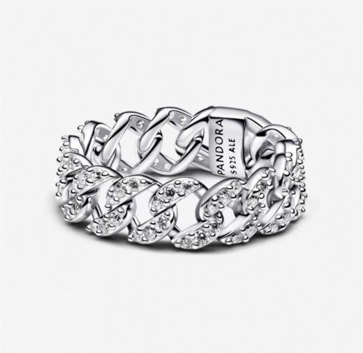 潘多拉密镶古巴链戒指 商品图0