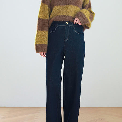 火桐hooton 高货牛仔 经典单宁四面弹牛仔法棍裤88008 商品图4