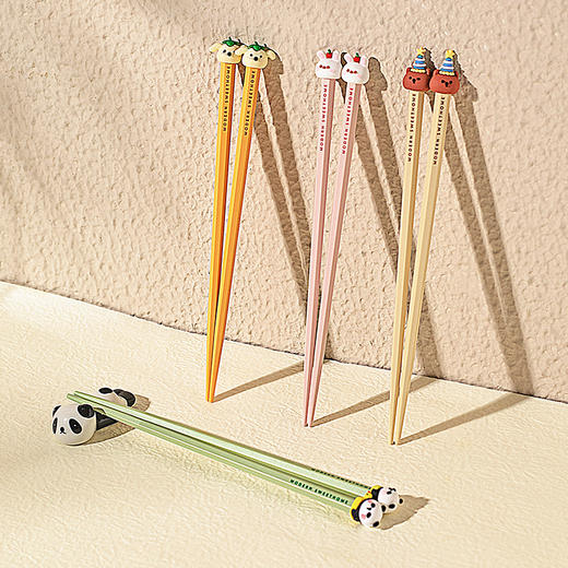 摩登主妇动物派对儿童筷子小学生专用食品级家用高档抗菌防霉筷子 商品图4