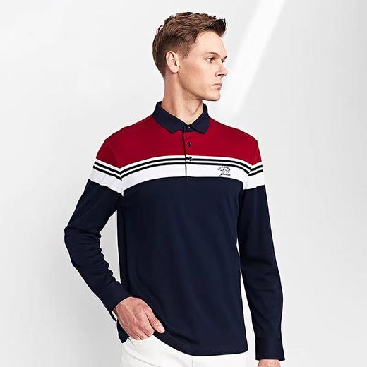 （莫代尔系列）德鲨2024秋季新品 撞色翻领莫代尔棉长袖休闲男士POLO衫LR12521 商品图1