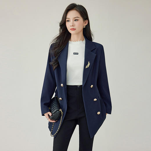 奢姿2025春装新款胖妹妹大码女装翻领小个子法式气质职业西装外套9943362078 商品图1