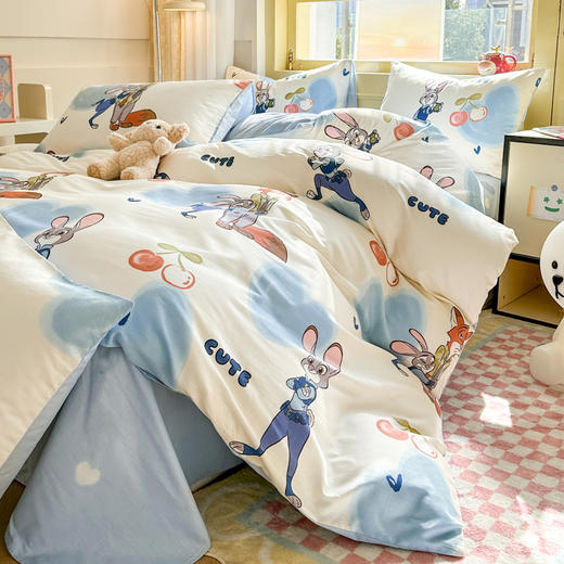 自然醒迪士尼卡通纯棉四件套100全棉床单四季被套学生宿舍床上三件套ins床笠JY 商品图10