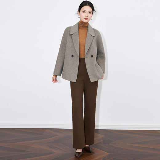 【高货wl】全新升级【铂金会员514/天猫699/差价185】(05108) 洛诗琳秋冬高级感双面呢休闲宽松长袖翻领短款毛呢外套 商品图1