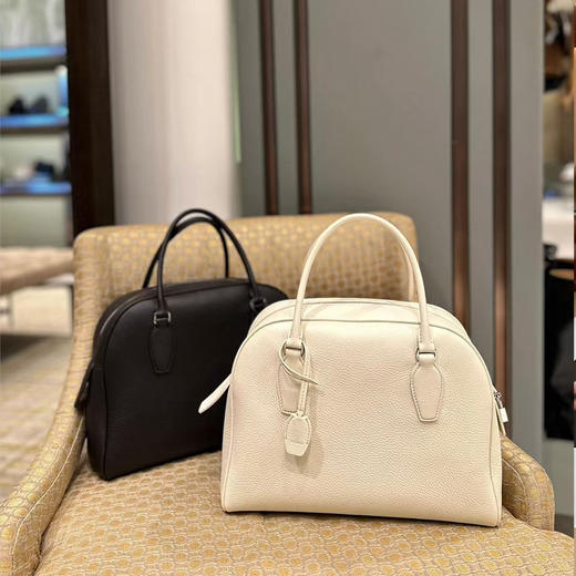 【顺丰包邮】83935 洛诗琳头层牛皮仿鹿皮小号保龄球手提包0865 商品图2