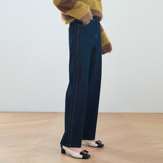 火桐hooton 高货牛仔 经典单宁四面弹牛仔法棍裤88008 商品图3