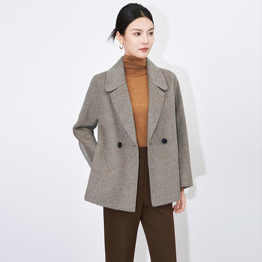 【高货wl】全新升级【铂金会员514/天猫699/差价185】(05108) 洛诗琳秋冬高级感双面呢休闲宽松长袖翻领短款毛呢外套 商品图2