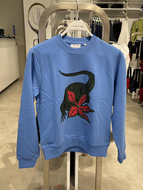 Lacoste/法国鳄鱼 女士宽松圆领鳄鱼印花纯棉长袖卫衣 SF7564