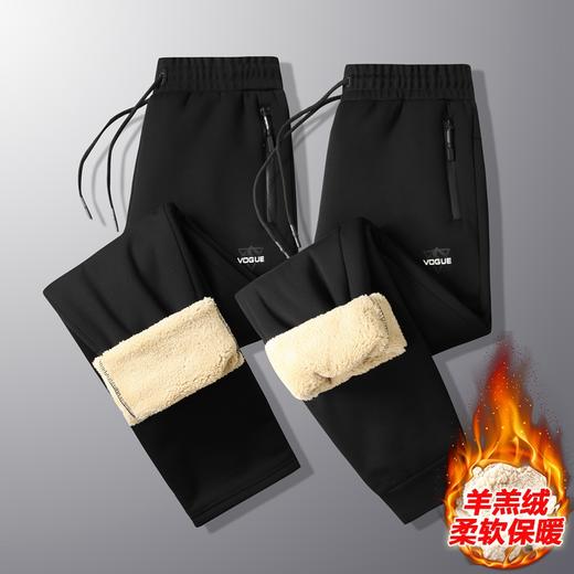 【羊羔绒】【新款DK】大依优型大码男装加绒直口直筒运动裤运动休闲长裤加肥加大弹力舒适 商品图0