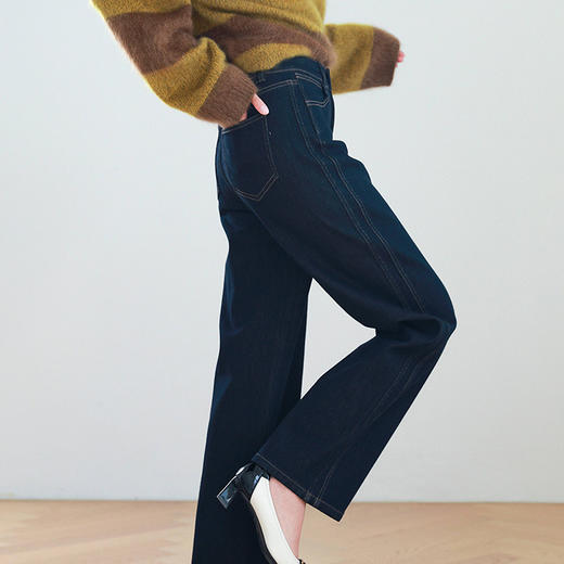 火桐hooton 高货牛仔 经典单宁四面弹牛仔法棍裤88008 商品图0