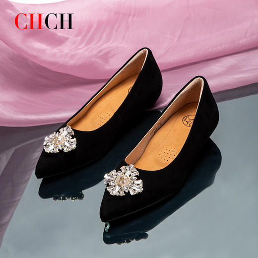 2024秋冬新品女王新款通勤气质羊绒浅口平底单鞋CO2B5101 商品图1